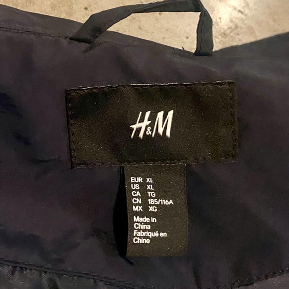 H&M | Mens Nylon-blend Navy Bomber Jacket | XL - Picture 7 of 8